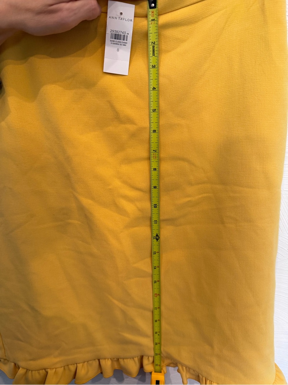 Ann Taylor Mustard Yellow Pencil Skirt with Ruffle Trim - Picture 6 of 6